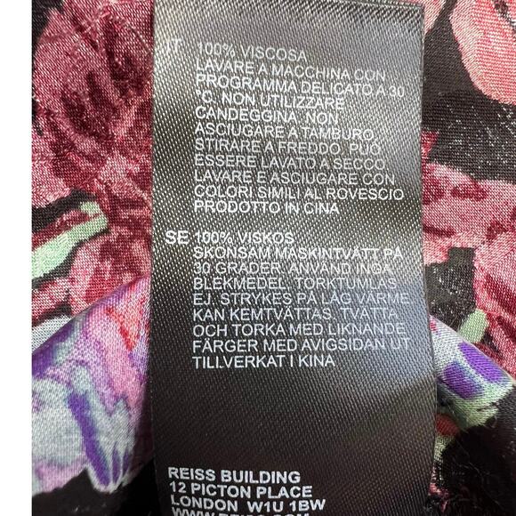 Reiss Leni black floral midi dress wedding guest cocktail party feminine fitted - Picture 14 of 14